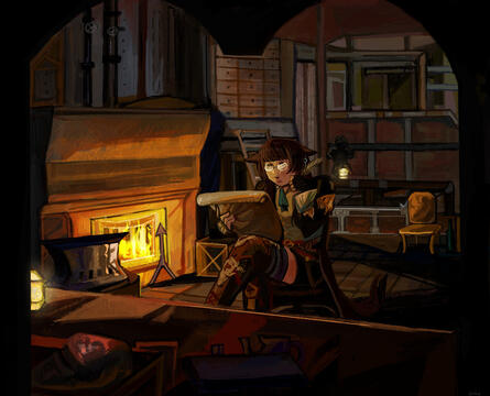 A late night in the Manufactory. By https://toyhou.se/quiikiq